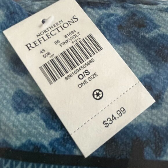 NWT Northern Reflections Blue and Pink Floral and Animal Print Scarf - Picture 8 of 10